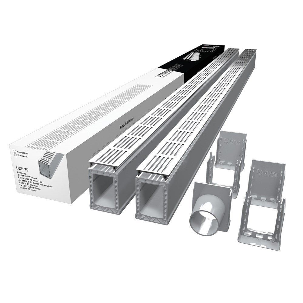Ultra Drain UDP 75 2-Piece Pack Horizontal Stamped (4m)