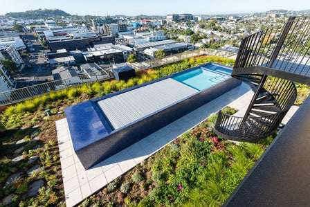 Underwater drive, rooftop pool