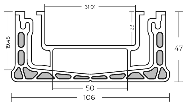 Tile Insert cross section with dimensions in millimetres