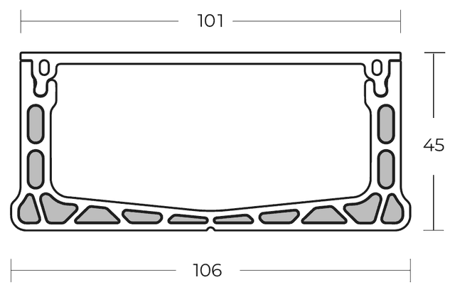 UDP 45 cross section with dimensions in millimetres