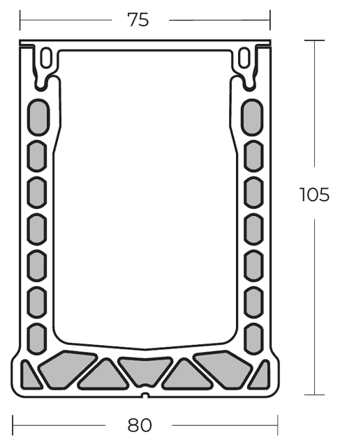UDP 75 cross section with dimensions in millimetres